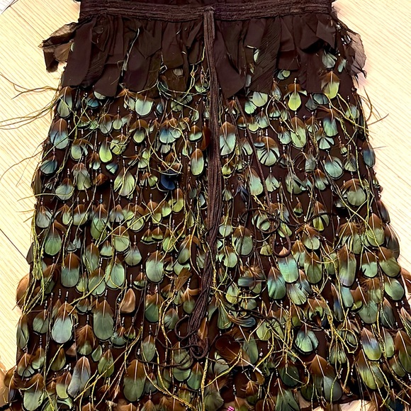 NATURAL PEACOCK FEATHER SKIRT. Hand Made - Picture 1 of 9